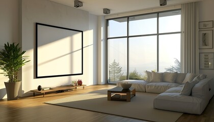 Fototapeta premium Contemporary elegance stylish yet inviting living room with modern décor. Generated AI