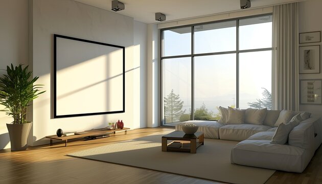 Contemporary elegance stylish yet inviting living room with modern décor. Generated AI