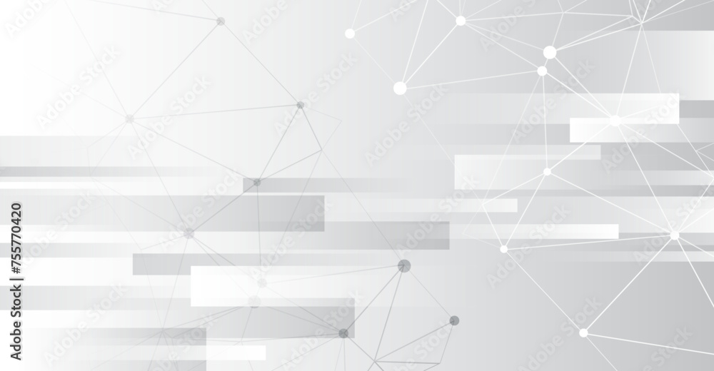 Poster Light pale vector background for a banner. Abstract geometric pattern of stripes and triangles, for presentation. Abstract white and gray horizontal design. Science, and technology background.