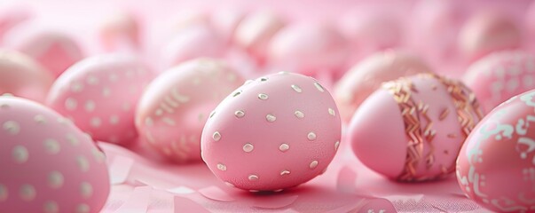 Soft pink Easter eggs adorned with patterns
