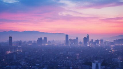 Tritone cityscape during sunrise for beauty