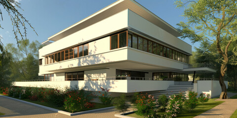 Three-story villa in bauhaus style.