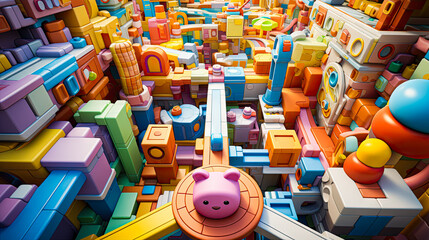 toy world with plenty of different toys generated by AI