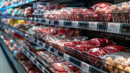 supermarket shelf with meat