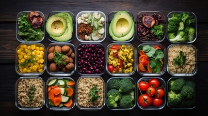 A healthy meal prep with portioned containers for the week - obrazy, fototapety, plakaty