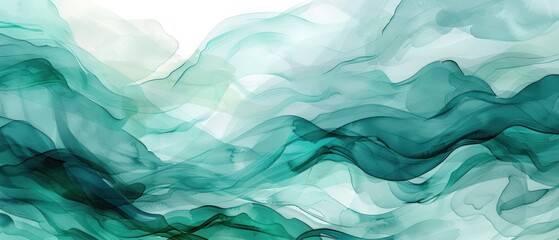 Green wave watercolor background	