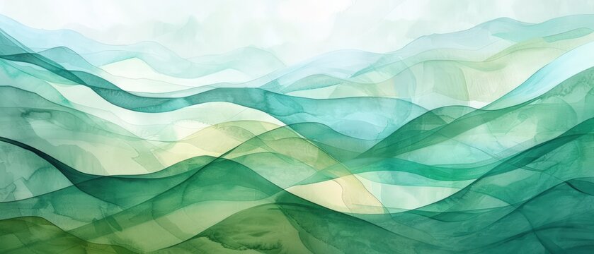 Green wave watercolor background