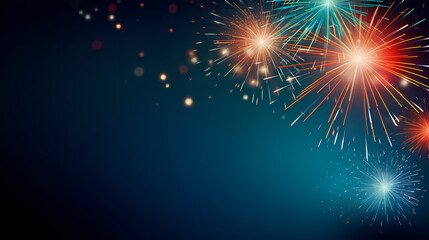 Fototapeta premium Beautiful fireworks background at night for holiday decoration