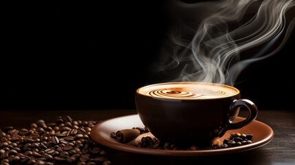 Aromatic coffee steam forming elegant swirls, a dance of flavors