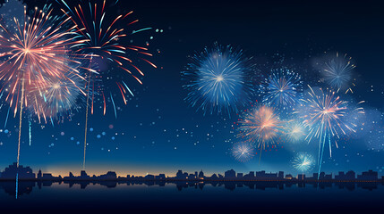Beautiful fireworks background at night for holiday decoration