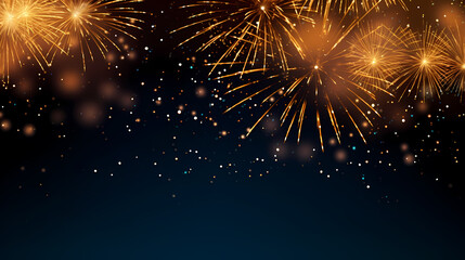 Fototapeta premium Beautiful fireworks background at night for holiday decoration