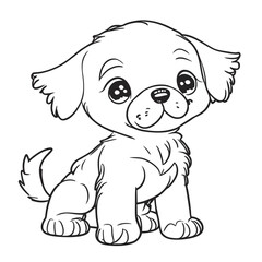 cute a puppy dog sketch, black line art, full body in white background, line art, vector illustration line art