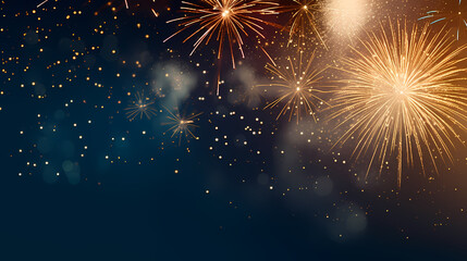 Fototapeta premium Beautiful fireworks background at night for holiday decoration