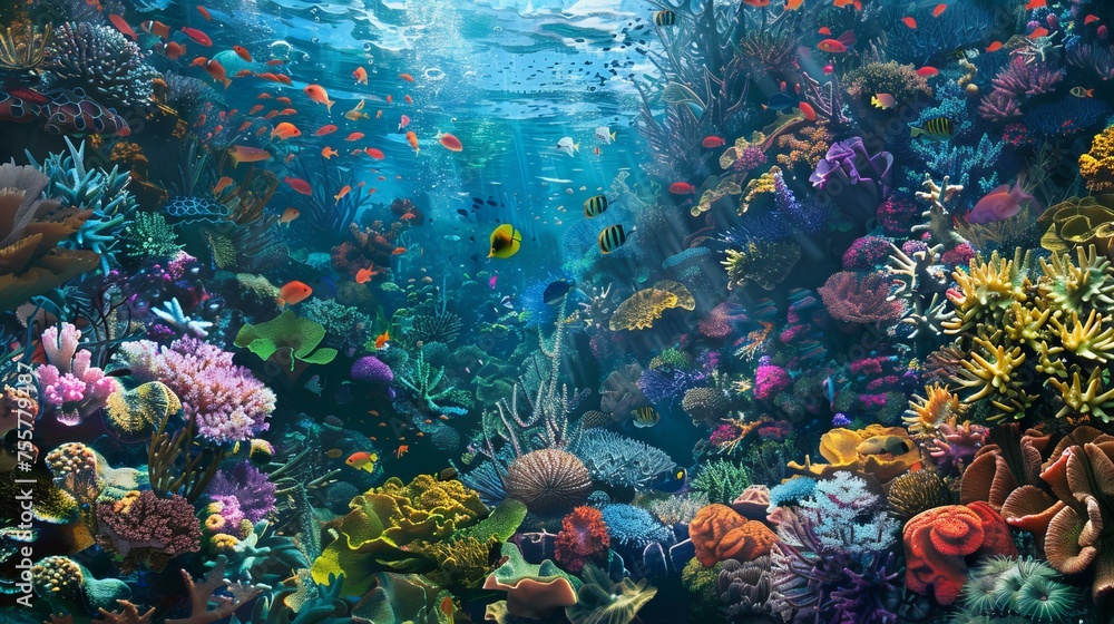 Canvas Prints coral reef and fishes