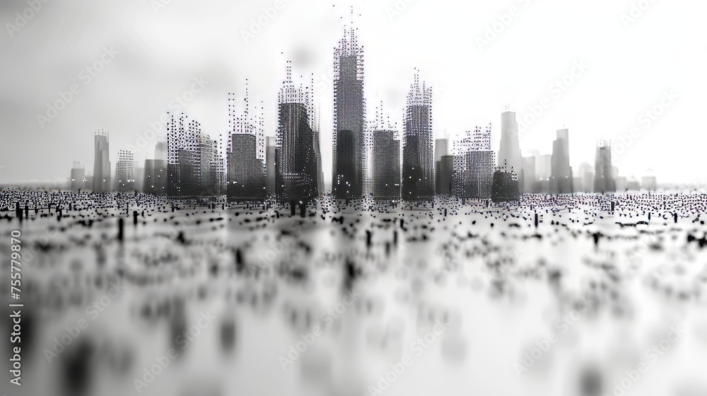 Leinwandbilder wireframe of smart city low poly on white background. abstract or metropolis hi-tech city. infograph
