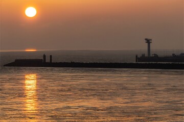 sunset on the sea near cuxhaven