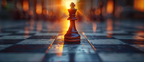 Papier Peint photo Poney Artificial intelligence wins chess. A pawn beats a king. AI win, digital manager, business competition, innovation challenge, AI assistant, virtual intelligence, political checkmate, technological