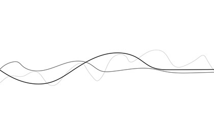 Abstract curved black lines on white. Line curve waves flow pattern vector element design