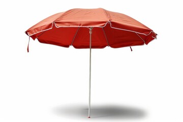 This is a red beach umbrella isolated on white. The clipping path is included.