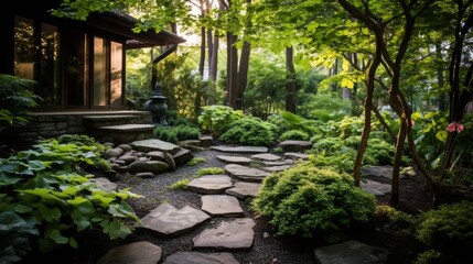 A stone path leading to a hidden garden oasis