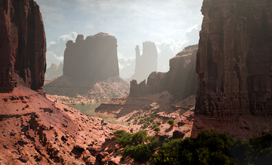 Panorama of canyon desert. Rock landscape.3D illustration - 755781680