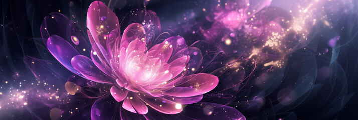 Luminous digital flower on a dark background.