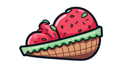Watermelon ice cream icon. Outline illustration 