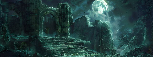 Echoes of the Past: The Ruins in Moonlight