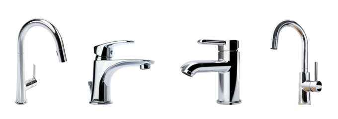 Group of faucet isolated on white