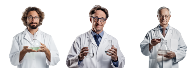 Different doctors in uniform isolated on white, png