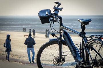 bike on the beach being cuxhaven on the North Sea