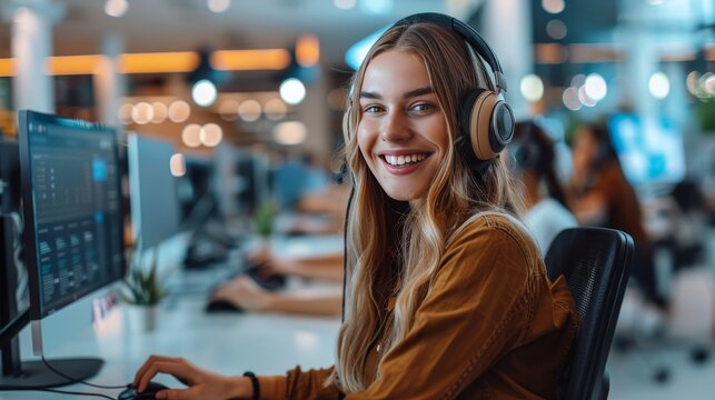 A high-tech customer service center focusing on personalized customer