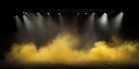 Vibrant Stage With Yellow Smoke Generative AI