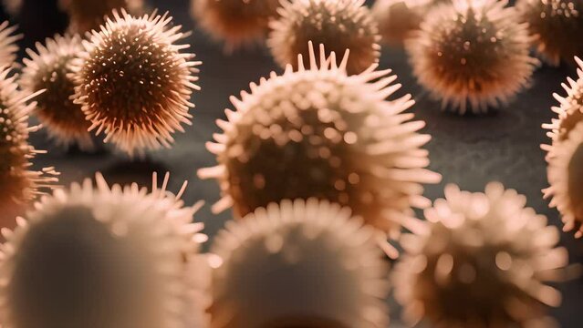 Recreation of microscopic view of retrovirus moving