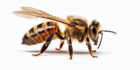 Bee Close Up on White Background Generative AI