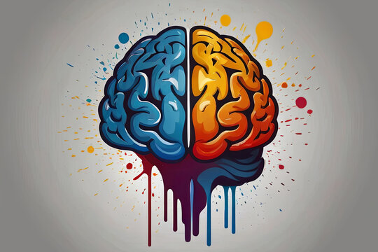 Brain exploding in colors. Mind blown imagery symbolizing creative inspiration. 
