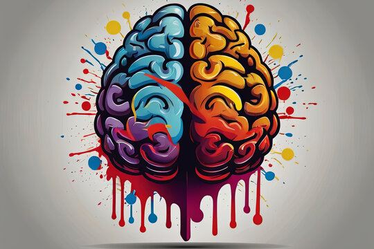Brain exploding in colors. Mind blown imagery symbolizing creative inspiration. 