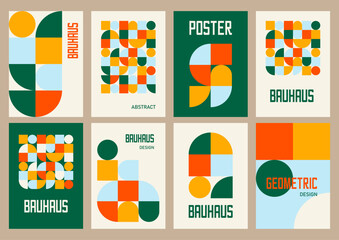 Geometric style poster set. Modernist abstract vector posters with trendy minimalist shapes. © Kateliusto