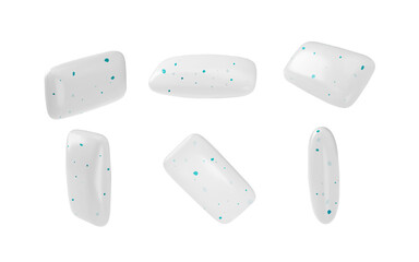 Set of gum pads with blue minerals 3D style, vector illustration