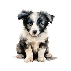 watercolor puppy border collie clipart for graphic resources -