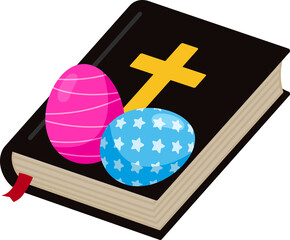 illustration of easter eggs and bible