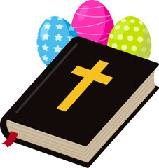 illustration of easter eggs and bible
