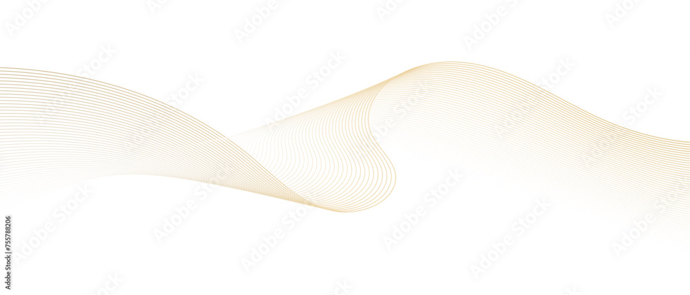 Aufkleber Abstract wavy lines (Guilloche texture) flowing smooth curve gold gradient color on transparent background. Vector horizontal template for business banner, technology, luxury voucher, invitation