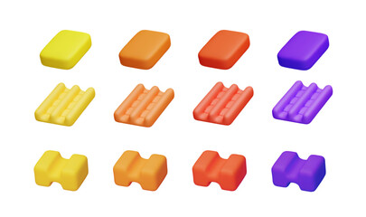 Set of colorful gum pads 3D style, vector illustration