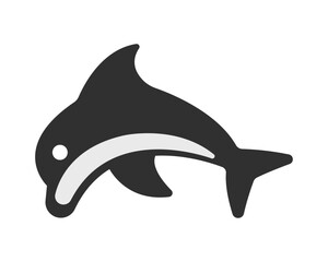 Dolphin fish black and white icon vector illustration