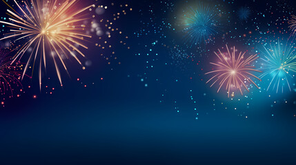 Fototapeta premium Happy New Year, burning fireworks with bokeh light background