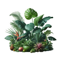 Fototapeta premium Tropical plants transparent background Ai generative.