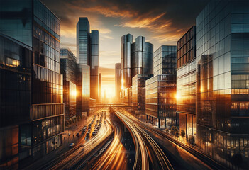 Obraz premium sunset in the city