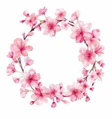 Fototapeta na wymiar Elegant Cherry Blossom Branches Creating a Delicate Floral Frame