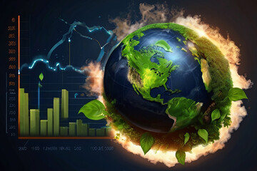 CO2 emissions reduction. Global warming, climate change, energy saving, sustainable development. Earth, leaf, business